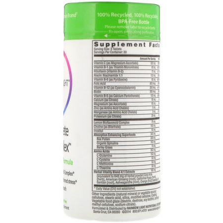 Vitamin B-Komplex, Vitamin B, Vitaminer, Kosttillskott: Rainbow Light, Complete B-Complex, Food Based Formula, 90 Tablets