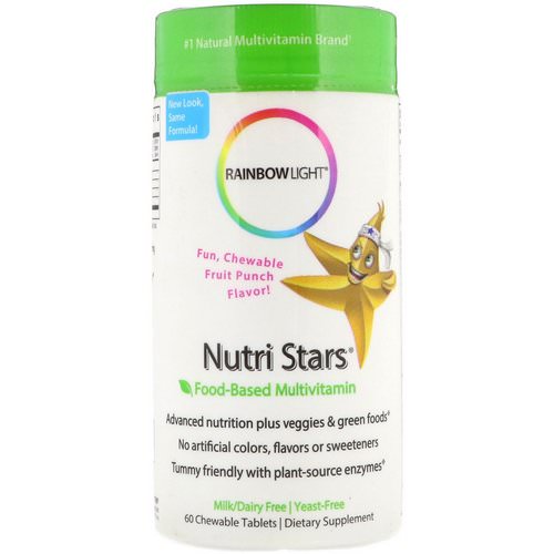 Rainbow Light, Nutri Stars, Food-Based Multivitamin, Fruit Punch Flavor, 60 Chewable Tablets Review