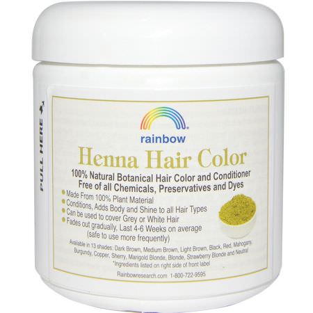 Henna, Hårfärg, Hårvård, Bad: Rainbow Research, Henna, Hair Color and Conditioner, Red, 4 oz (113 g)