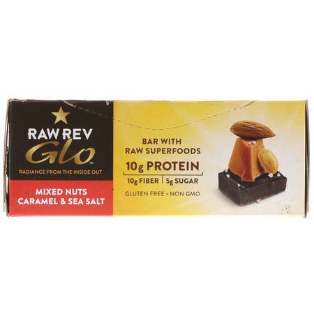 Näringsstänger: Raw Rev, Glo, Mixed Nuts Caramel & Sea Salt, 12 Bars, 1.6 oz (46 g) Each