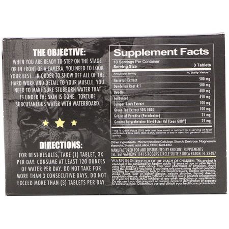 Diuretiska Vattenpiller, Vikt, Kost, Kosttillskott: Redcon1, Waterboard, Natural Diuretic, 30 Tablets
