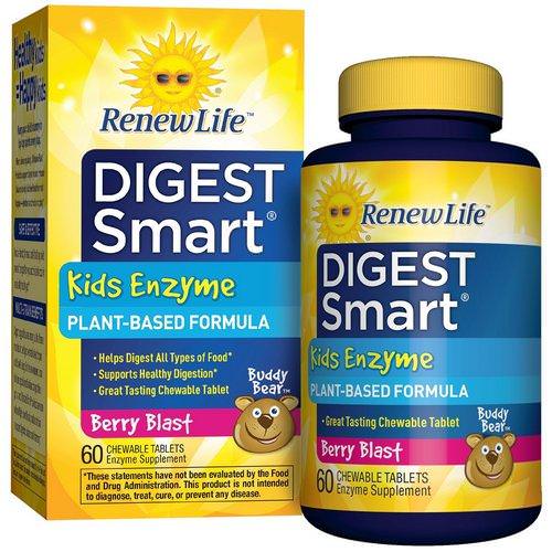 Renew Life, Digest Smart, Kids Enzyme, Berry Blast, 60 Chewable Tablets Review