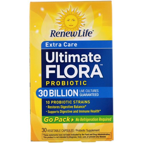 Renew Life, Extra Care, Ultimate Flora Probiotic, 30 Billion Live Cultures, 30 Vegetable Capsules Review
