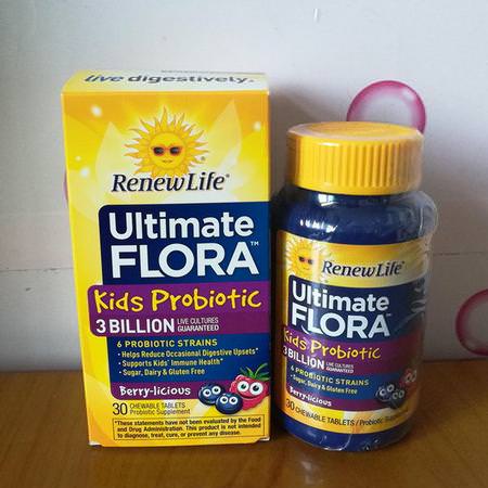 Renew Life, Ultimate Flora, Kids Probiotic, Berry-licious, 3 Billion Live Cultures, 30 Chewable Tablets