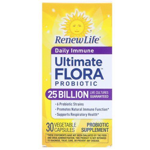 Renew Life, Ultimate Flora Probiotic, Daily Immune, 25 Billion Live Cultures, 30 Vegetable Capsules Review