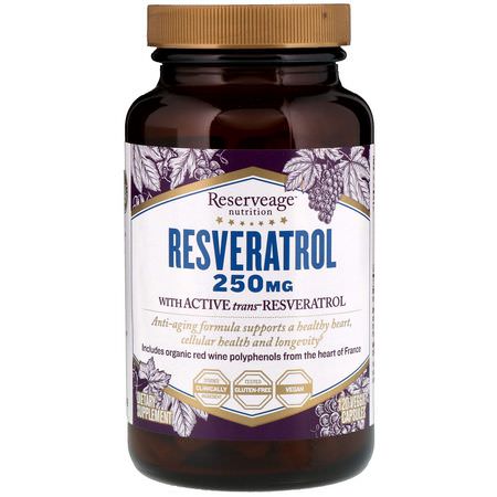 Reserveage Nutrition Resveratrol - Resveratrol, Antioxidanter, Kosttillskott