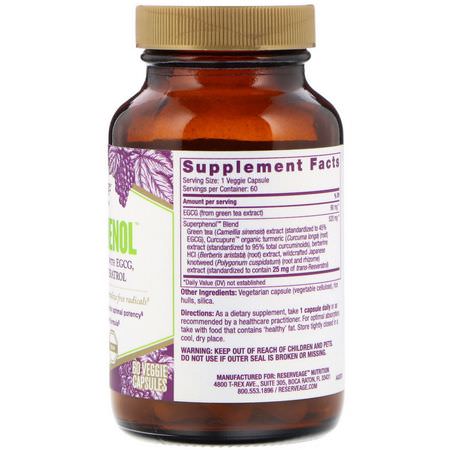 Örter, Homeopati, Örter: ReserveAge Nutrition, SuperPhenol, 60 Veggie Capsules