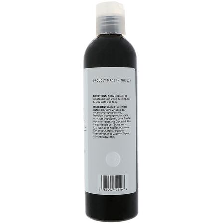 Duschgel, Kroppstvätt, Dusch, Bad: Reviva Labs, Coconut Charcoal White Lava Rock Body Wash, 8 fl oz (236 ml)