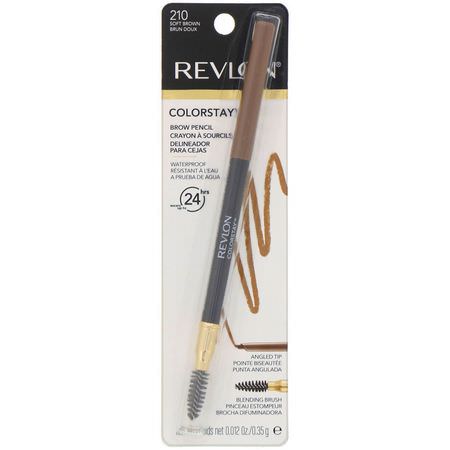Ögonbryn, Ögon, Smink: Revlon, Colorstay, Brow Pencil, 210 Soft Brown, 0.012 oz (0.35 g)