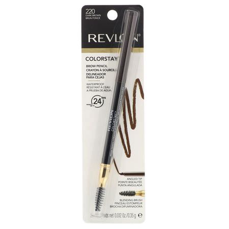 Ögonbryn, Ögon, Smink: Revlon, Colorstay, Brow Pencil, 220 Dark Brown, 0.012 oz (0.35 g)