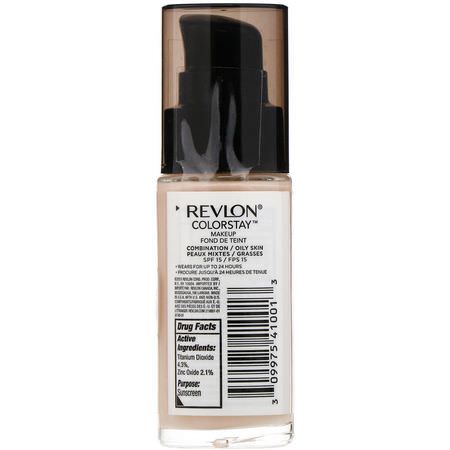 Foundation, Face, Makeup: Revlon, Colorstay, Makeup, Combination/Oily, 110 Ivory, 1 fl oz (30 ml)