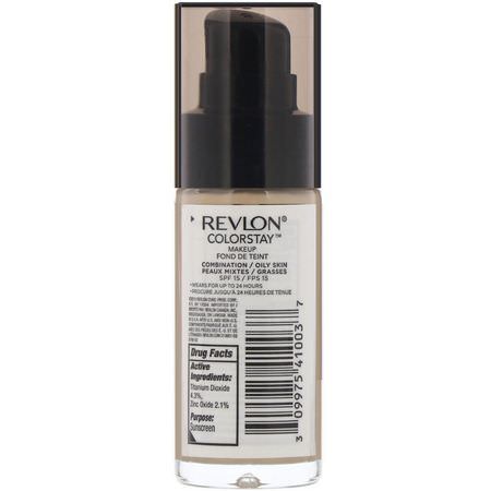 Foundation, Face, Makeup: Revlon, Colorstay, Makeup, Combination/Oily, 180 Sand Beige, 1 fl oz (30 ml)