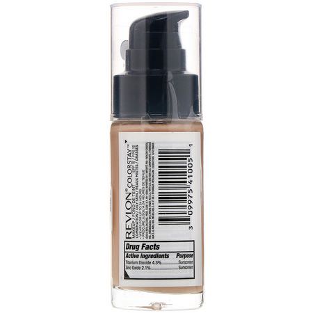Foundation, Face, Makeup: Revlon, Colorstay, Makeup, Combination/Oily, 220 Natural Beige, 1 fl oz (30 ml)