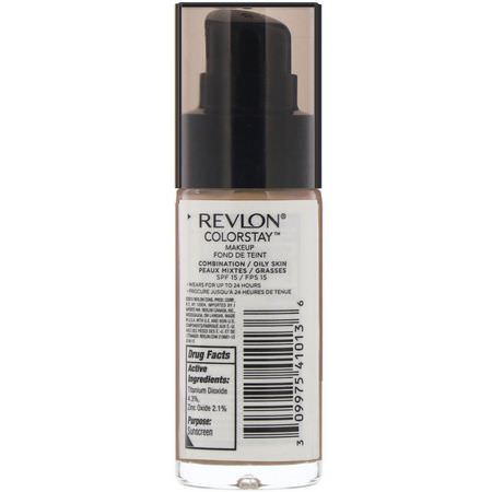 Foundation, Face, Makeup: Revlon, Colorstay, Makeup, Combination/Oily, 350 Rich Tan, 1 fl oz (30 ml)