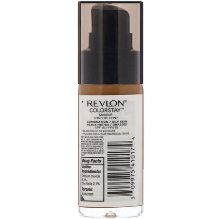 Foundation, Face, Makeup: Revlon, Colorstay, Makeup, Combination/Oily, 400 Caramel, 1 fl oz (30 ml)