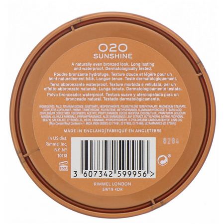 Bronzer, Face, Makeup: Rimmel London, Natural Bronzer, Waterproof Bronzing Powder, 020 Sunshine, 0.49 oz (14 g)