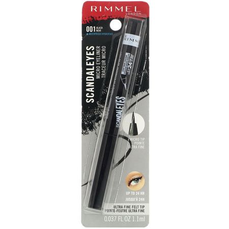 Eyeliner, Eyes, Makeup: Rimmel London, Scandaleyes Micro Eyeliner, 001 Black, .037 fl oz (1.1 ml)