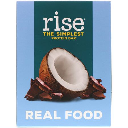 Växtbaserade Proteinbarer, Proteinbarer, Brownies, Kakor: Rise Bar, The Simplest Protein Bar, Chocolatey Coconut, 12 Bars, 2.1 oz (60 g) Each