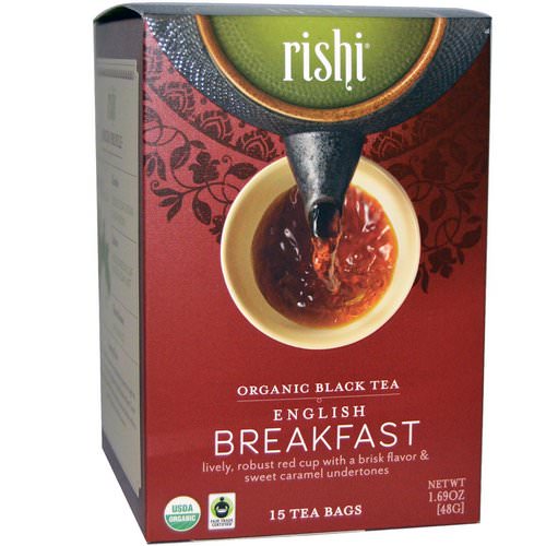 Rishi Tea, Organic Black Tea, English Breakfast, 15 Tea Bags, 1.69 oz (48 g) Review
