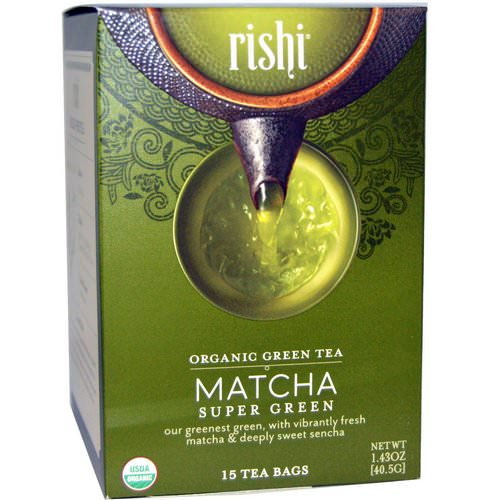 Rishi Tea, Organic Green Tea, Matcha Super Green, 15 Tea Bags 1.43 oz (40.5 g) Review