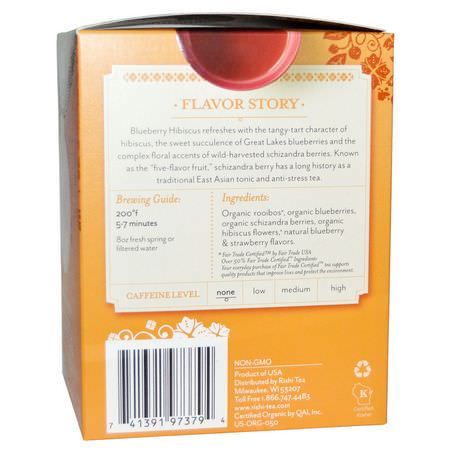 Örtte: Rishi Tea, Organic Herbal Tea, Blueberry Hibiscus, 15 Tea Bags, 1.69 oz (48 g)