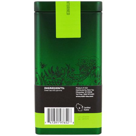 Grönt Te: Rishi Tea, Organic Loose Leaf Green Tea, Jasmine Pearls, 3 oz (85 g)