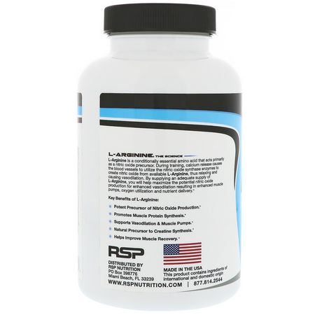 RSP Nutrition L-Arginine - L-Arginin, Aminosyror, Kosttillskott