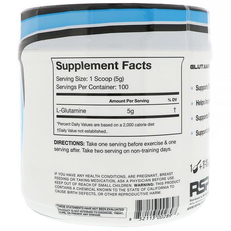L-Glutamin, Aminosyror, Kosttillskott: RSP Nutrition, Micronized Glutamine Powder, 17.6 oz (500 g)