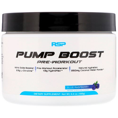 RSP Nutrition, Pump Boost Pre-Workout, Blue Raspberry, 6.4 oz (180 g) Review