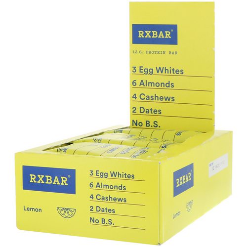 RXBAR, Protein Bar, Lemon, 12 Bars, 1.83 oz (52 g) Each Review