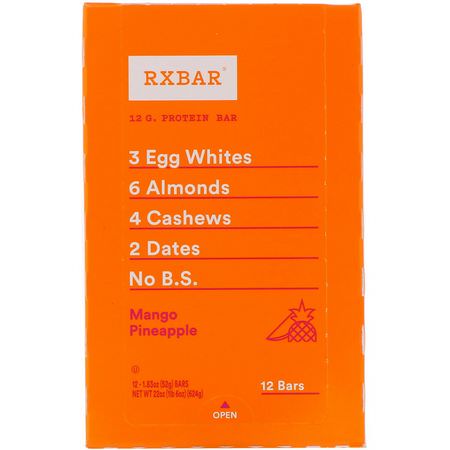 Näringsstänger: RXBAR, Protein Bar, Mango Pineapple, 12 Bars, 1.83 oz (52 g) Each