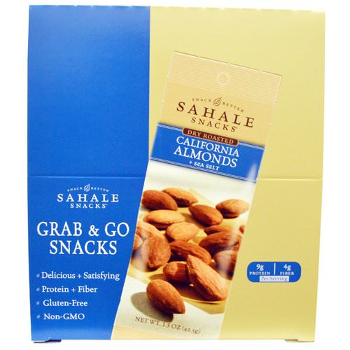 Sahale Snacks, Dry Roasted, California Almonds + Sea Salt, 9 Packs, 1.5 oz (42.5 g) Each Review