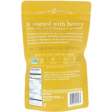 Mellanmål, Mellanmål, Mandel, Frön: Sahale Snacks, Glazed Mix, Honey Almonds, 4 oz (113 g)