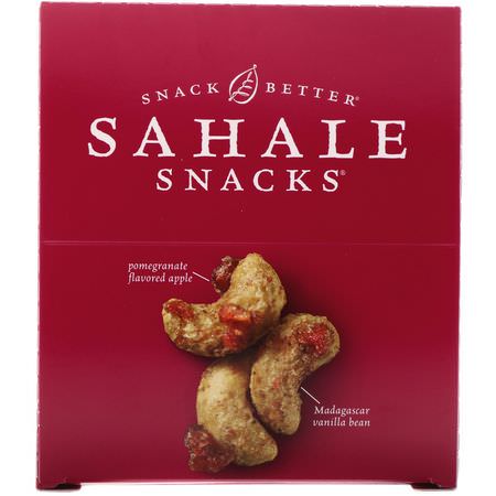 Mellanmål, Mellanmål, Cashewnötter, Frön: Sahale Snacks, Pomegranate Vanilla Flavored Cashews, Glazed Mix, 9 Packs, 1.5 oz (42.5 g) Each