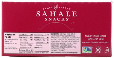 Sahale Snacks Cashews Snack Mixes - Mellanmål, Mellanmål, Cashewnötter, Frön