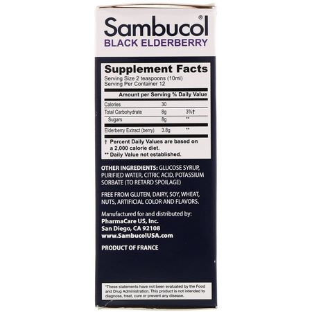 Influensa, Hosta, Förkylning, Kosttillskott: Sambucol, Black Elderberry Syrup, Original Formula, 4 fl oz (120 ml)