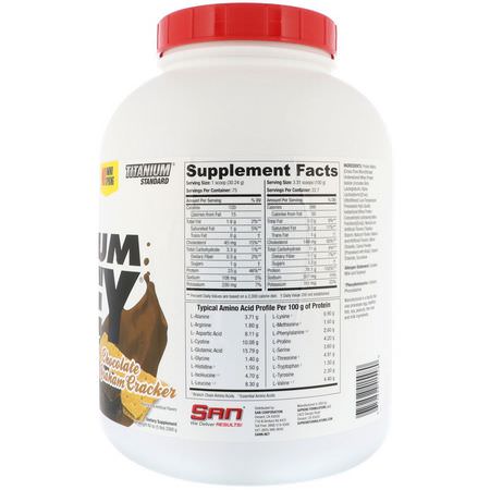 Vassleprotein, Idrottsnäring: SAN Nutrition, 100% Pure Titanium Whey, Chocolate Graham Cracker, 5 lbs (2268 g)