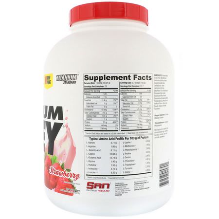 Vassleprotein, Idrottsnäring: SAN Nutrition, 100% Pure Titanium Whey, Strawberry, 5 lb (2273 g)
