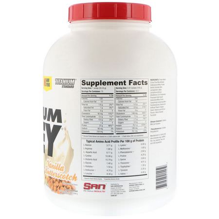 Vassleprotein, Idrottsnäring: SAN Nutrition, 100% Pure Titanium Whey, Vanilla Butterscotch, 5 lbs (2268 g)
