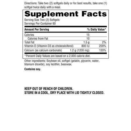 Kalcium Plus Vitamin D, Kalcium, Mineraler, Kosttillskott: Schiff, Super Calcium, 1200 mg, 120 Softgels