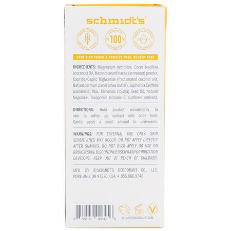 Deodorant, Bath: Schmidt's Naturals, Natural Deodorant, Sensitive Skin Formula, Coconut Pineapple, 3.25 oz (92 g)