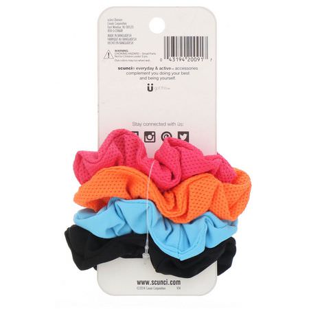 Hair: Scunci, Everyday & Active, Sporty Mesh & Super Comfy Ponytailers, Assorted Colors, 4 Pieces