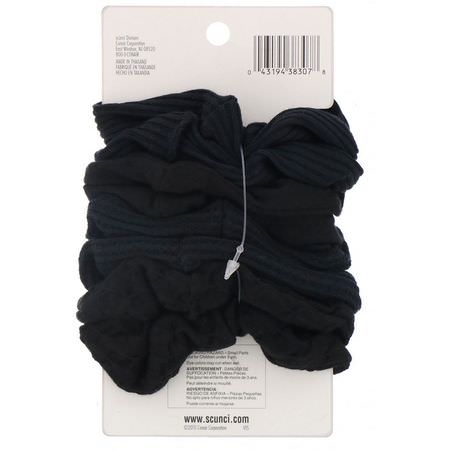 Hair: Scunci, Mixed Knits Ponytail Holder, Black, 8 Pieces