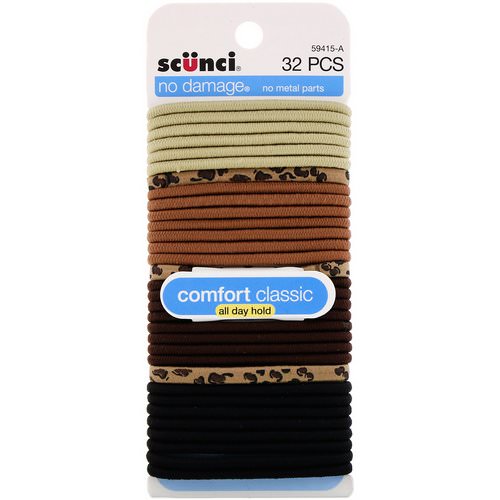 Scunci, No Damage Elastics, Comfort Classic, All Day Hold, 32 Pieces Review