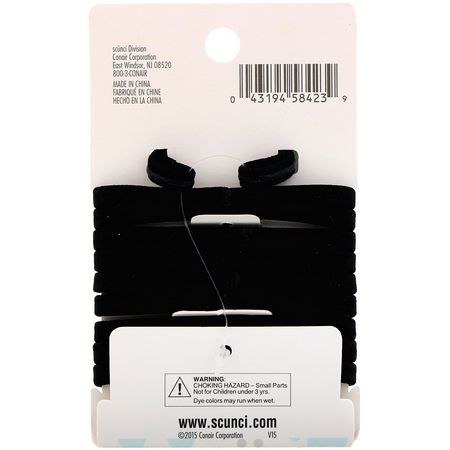 Hair: Scunci, No Slip Grip Elastics, Comfortable, All Day Strong Hold, Black, 10 Pieces