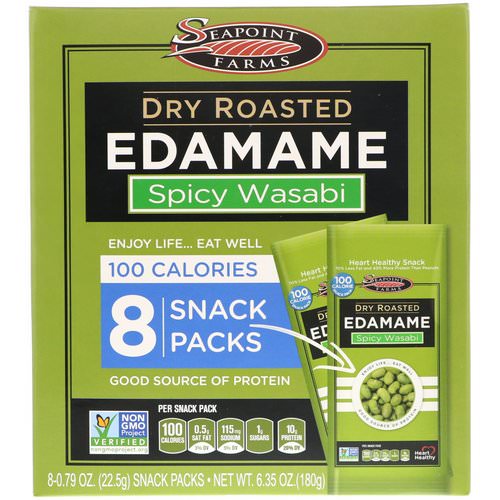 Seapoint Farms, Dry Roasted Edamame, Spicy Wasabi, 8 Snack Packs, 0.79 oz (22.5 g) Each Review
