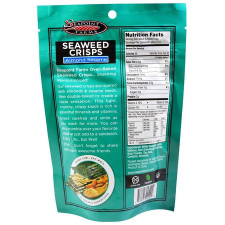 Tångsnacks: Seapoint Farms, Seaweed Crisps, Almond Sesame, 1.2 oz (35 g)