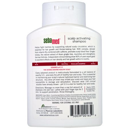 Hårbottenvård, Hår, Schampo, Hårvård: Sebamed USA, Scalp Activating Shampoo, for Thinning Hair, 6.8 fl oz (200 ml)