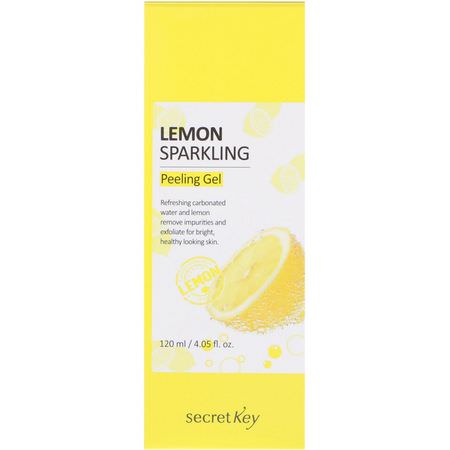 Ansiktsskal, Ansiktsmasker Med K-Beauty, Skal, Ansiktsmasker: Secret Key, Lemon Sparkling Peeling Gel, 4.05 fl oz (120 ml)