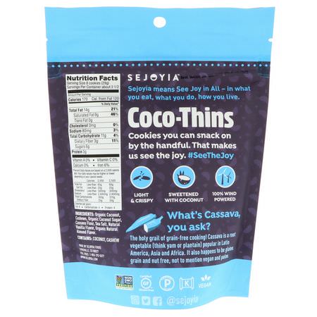Kakor, Mellanmål: Sejoyia, Coco-Thins, Snackable Cashew Cookies, Vanilla, 3.5 oz (99 g)